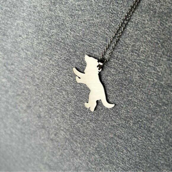 Wolf Silhouette Stainless Steel Pendant ~ Adjustable Necklace ~ Brand New - Picture 6 of 9